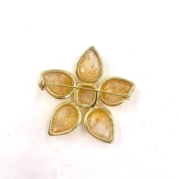 FRANCESCA ROMANA GOLDEN CITRINE FLOWER PIN BROOCH - Picture 8 of 9